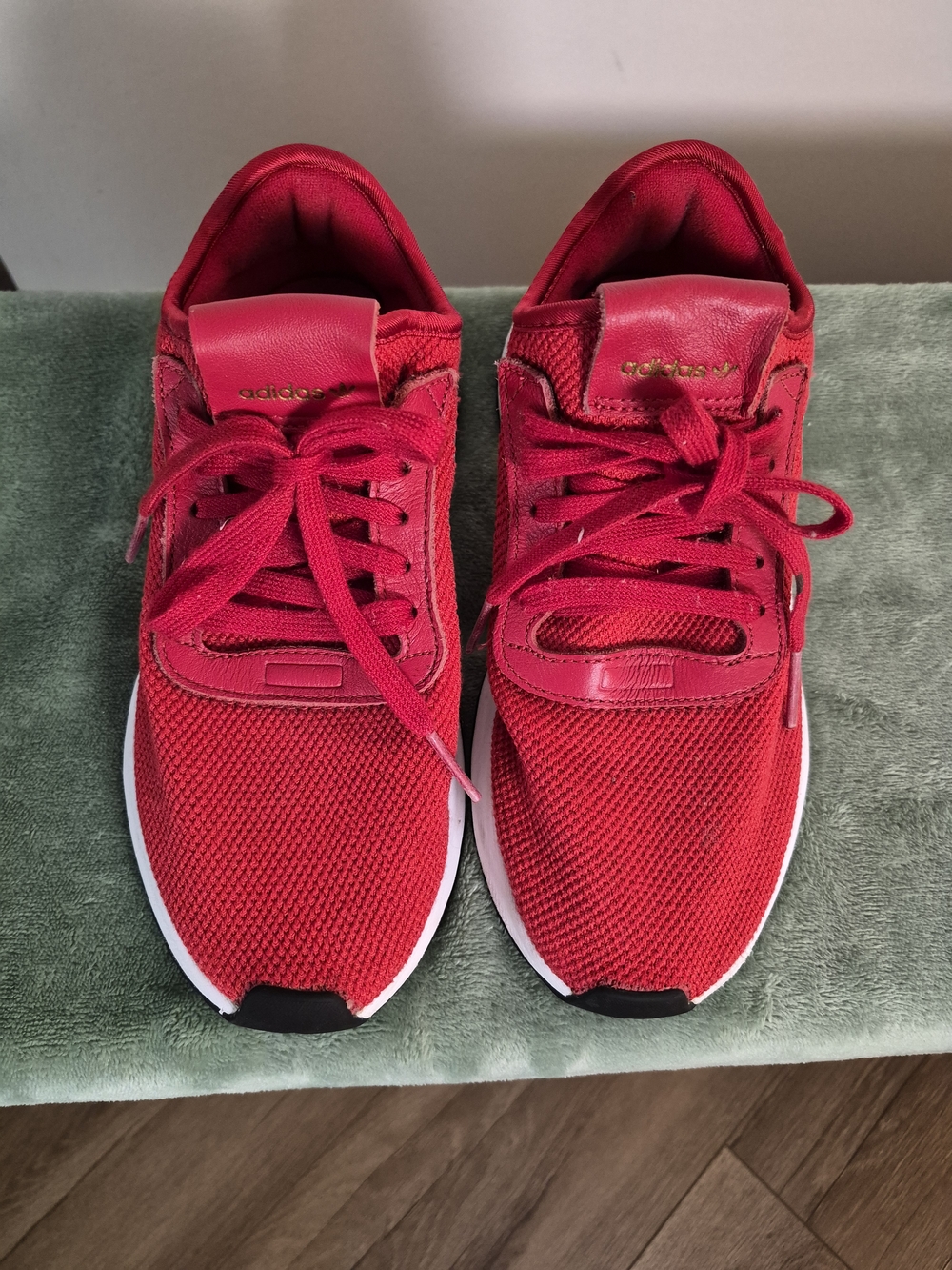 Adidas Red Athletic Mesh Runners For Boy.
